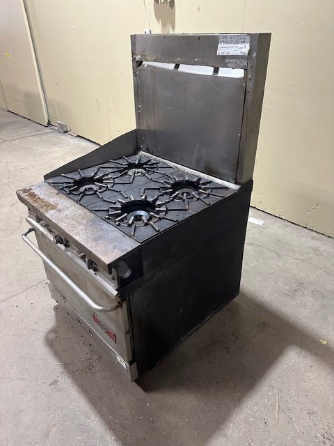 FRANKLIN CHEF HEAVY DUTY COMMERCIAL FRANKLIN CHEF GAS 4 BURNER BUILT IN STOVE RANGE WITH OVEN ON CASTER - Bargains R Ours - #collection_name#