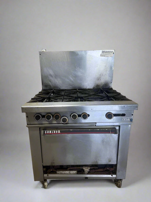 "GARLAND" 6 BURNERS STOVE RANGE WITH OVEN AND BACK SPLASH GUARDS(NATURAL GAS) - Bargains R Ours - #collection_name#