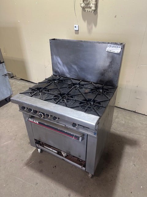 "GARLAND" 6 BURNERS STOVE RANGE WITH OVEN AND BACK SPLASH GUARDS(NATURAL GAS) - Bargains R Ours - #collection_name#