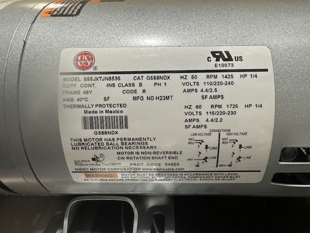 GAST 0523 - V191Q - G588NDX Compressor/Vacuum Pump, 1/4 Hp, 1 Ph, 115/230V RPM 1725 - Second Life - Equipment - collection_name