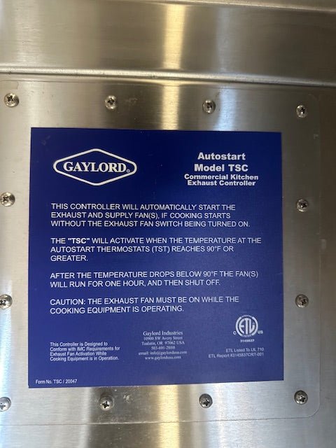 GAYLORD HOOD WITH 3 FILTER GX2 - 16 DRY EXTRACTOR - DUCT 12X9X12 - Bargains R Ours - #collection_name#