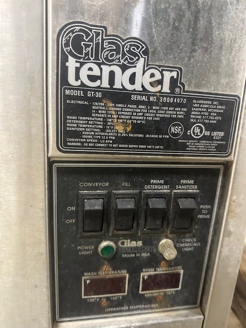 GLASTENDER GT - 30 HIGH TEMP 130F - 150F ROTARY 1PH COMMERCIAL DISHWASHER - Second Life - Equipment - collection_name