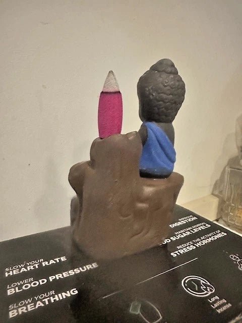 Handmade Ceramic Waterfall Incense Holder Buddha Statue + 10 free assorted Incense cones - Second Life - Equipment - collection_name