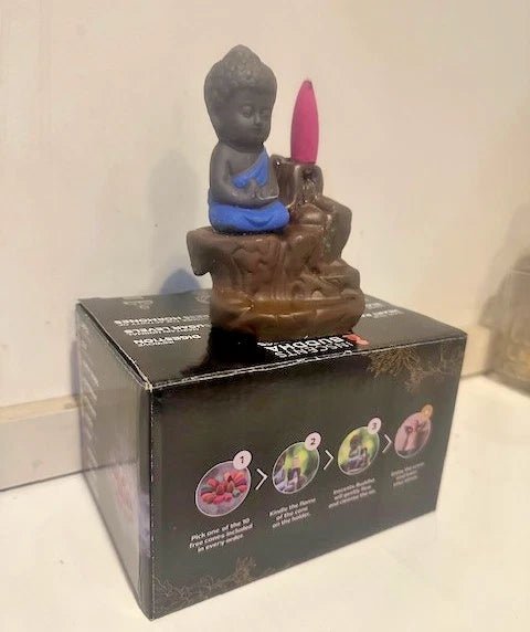 Handmade Ceramic Waterfall Incense Holder Buddha Statue + 10 free assorted Incense cones - Second Life - Equipment - collection_name