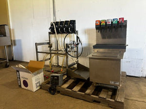 H.D COMMERCIAL 5 FLAVOR SODA  ICE DISPENSER W/ 5 SYRUP PUMPS and BIB STAND