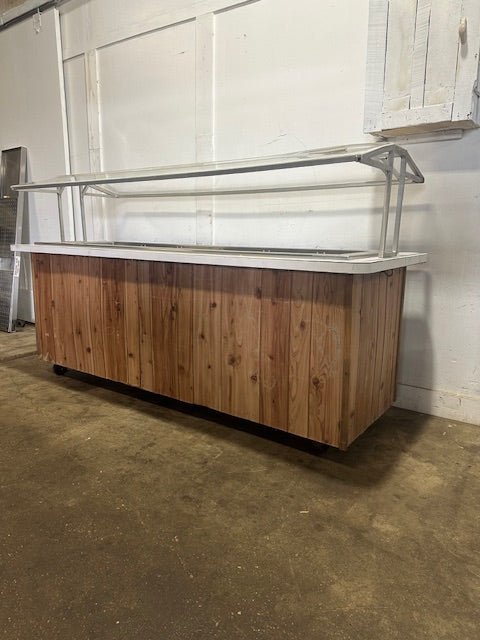 H.D COMMERCIAL 96 1/8"W ICE BATH COLD BUFFET TABLE WITH SNEEZE GUARD & CASTERS - Second Life - Equipment - collection_name