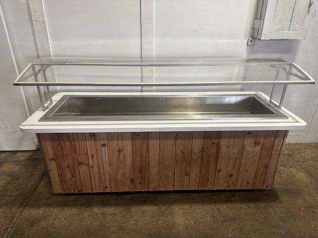 H.D COMMERCIAL 96 1/8"W ICE BATH COLD BUFFET TABLE WITH SNEEZE GUARD & CASTERS - Second Life - Equipment - collection_name