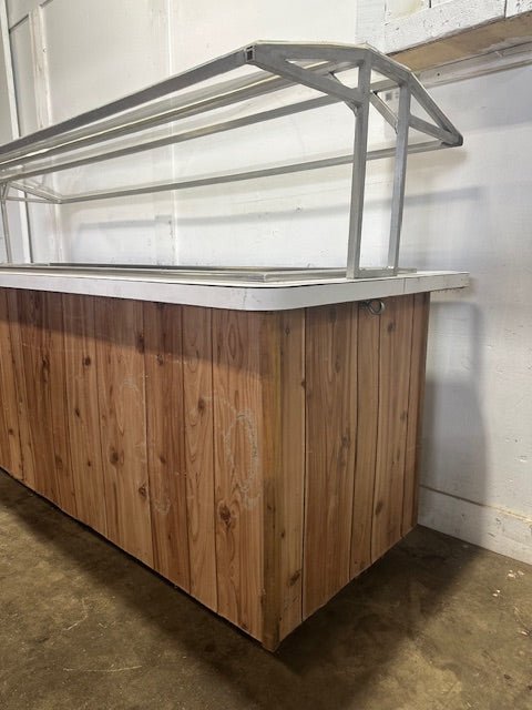 H.D COMMERCIAL 96 1/8"W ICE BATH COLD BUFFET TABLE WITH SNEEZE GUARD & CASTERS - Second Life - Equipment - collection_name