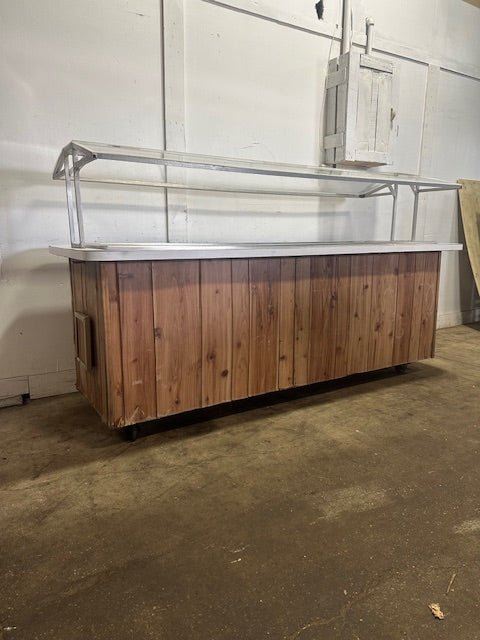 H.D COMMERCIAL 96 1/8"W ICE BATH COLD BUFFET TABLE WITH SNEEZE GUARD & CASTERS - Second Life - Equipment - collection_name
