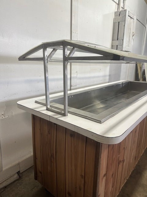 H.D COMMERCIAL 96 1/8"W ICE BATH COLD BUFFET TABLE WITH SNEEZE GUARD & CASTERS - Second Life - Equipment - collection_name