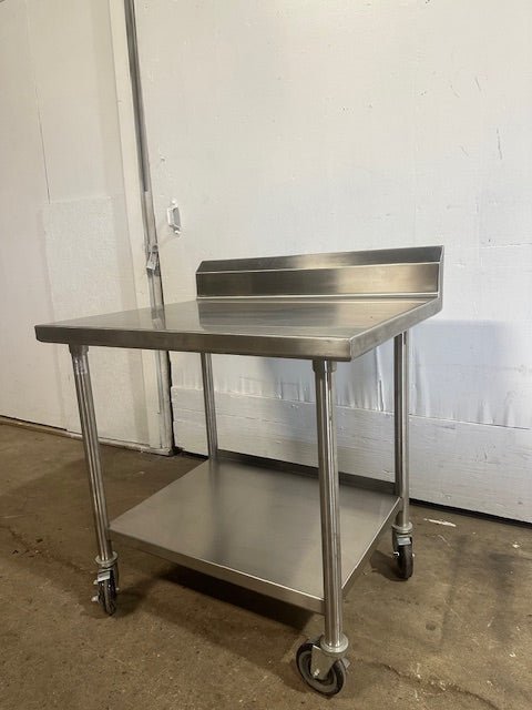 HD COMMERCIAL ALL STAINLESS STEEL 40.5"H x 36 1/4"W x 30"D FOOD PREP TABLE ON CASTER - Second Life - Equipment - collection_name