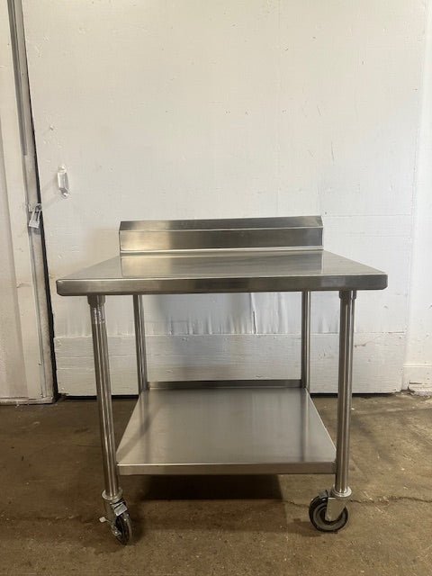 HD COMMERCIAL ALL STAINLESS STEEL 40.5"H x 36 1/4"W x 30"D FOOD PREP TABLE ON CASTER - Second Life - Equipment - collection_name