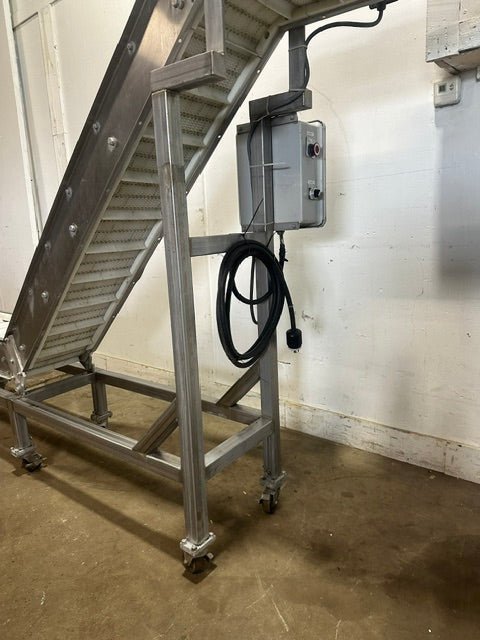 H.D COMMERCIAL S.S INCLINED FOOD GRADE/BELT CONVEYOR, 69"H x 112"L x 20"D, 220V - Second Life-Equipment-#collection_name#