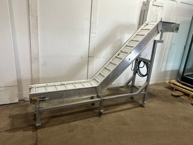 H.D COMMERCIAL S.S INCLINED FOOD GRADE/BELT CONVEYOR, 69"H x 112"L x 20"D, 220V - Second Life-Equipment-#collection_name#