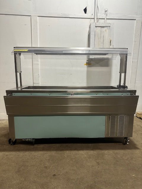 H.D COMMERCIAL S.S REFRIGERATED BUFFET TABLE W/SNEEZE GUARD ON CASTERS,120V 1PH - Second Life - Equipment - collection_name