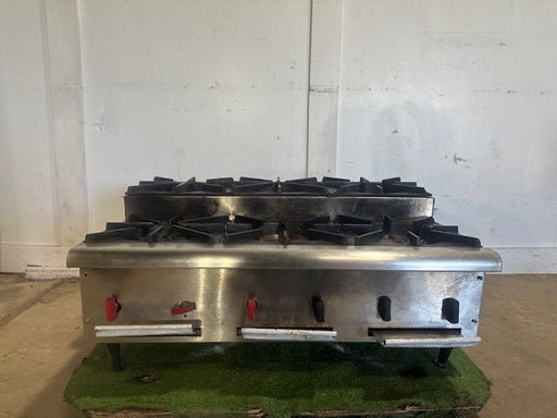 HEAVY DUTY NATURAL GAS 2 TIERED COMMERCIAL 6 BURNER COUNTERTOP RANGE - Second Life - Equipment - collection_name