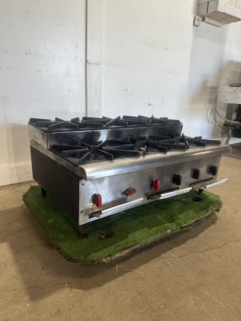 HEAVY DUTY NATURAL GAS 2 TIERED COMMERCIAL 6 BURNER COUNTERTOP RANGE - Second Life - Equipment - collection_name