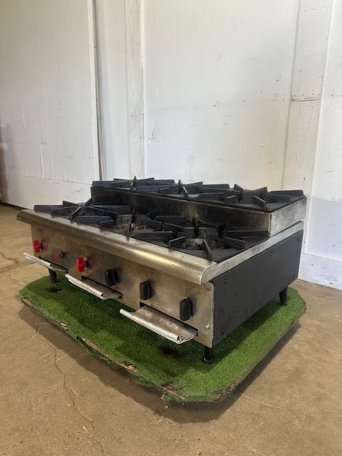 HEAVY DUTY NATURAL GAS 2 TIERED COMMERCIAL 6 BURNER COUNTERTOP RANGE - Second Life - Equipment - collection_name