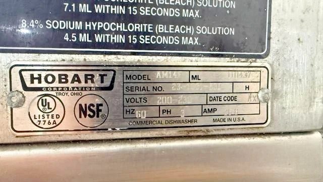 "HOBART AM14F" H.D COMMERCIAL HIGH TEMPERATURE FRONT LOADED DOOR DISHWASHER - Second Life-Equipment-collection_name