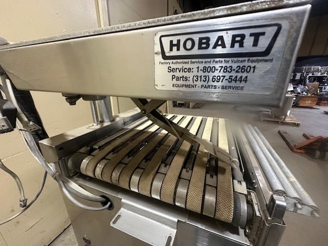 HOBART MEAT WRAPPING CONVEYOR MACHINE ON FREE STAND LABEL PRINTER PRESS SHELF - Bargains R Ours - #collection_name#