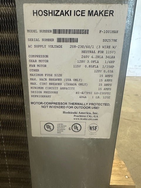 HOSHIZAKI F - 1001 - MAH STAINLESS STEEL COMMERCIAL 208 - 230V 1PH ICE MAKER HEAD UNIT - Second Life - Equipment - collection_name