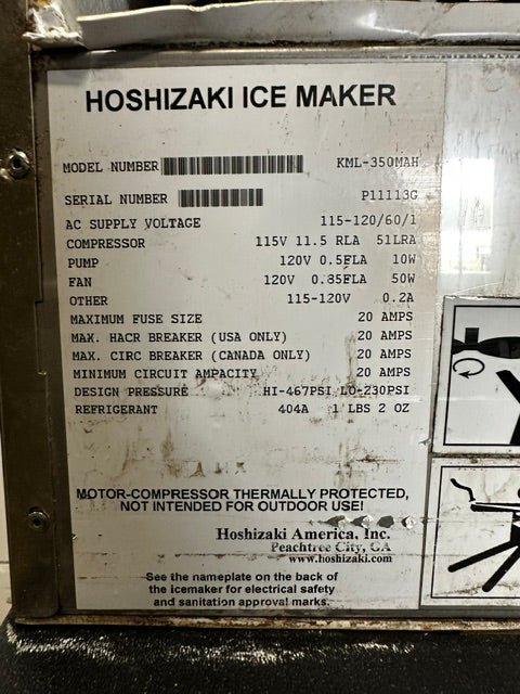 HOSHIZAKI KML-350MAH ICE MAKER W/ATTACHED DISPENSER AND DRIP TRAY - Second Life-Equipment-collection_name