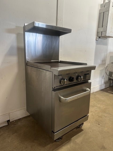 "IMPERIAL" HEAVY DUTY FLOOR TYPE NAT GAS STAINLESS STEEL 24" GRIDDLE WITH OVEN - Second Life - Equipment - collection_name