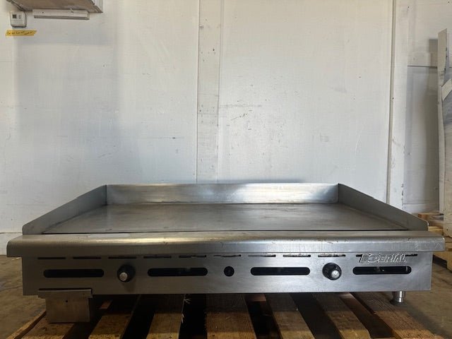 "IMPERIAL" NATURAL GAS 48 IN WIDE COUNTER TOP GRIDDLE W/ GREASE PAN - Second Life - Equipment - collection_name
