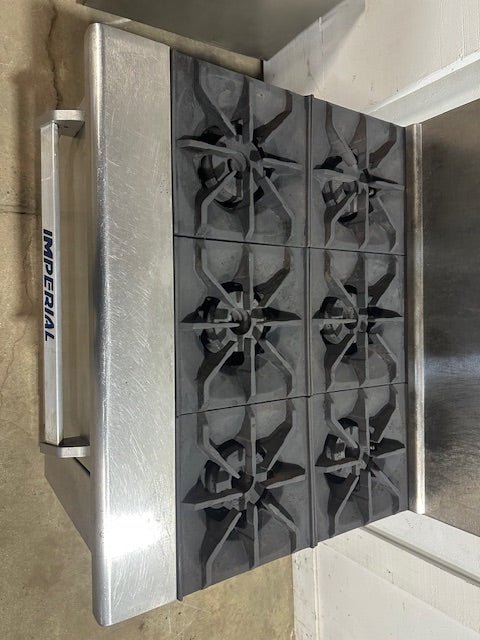 "IMPERIAL" NATURAL GAS HEAVY DUTY COMMERCIAL 6 BURNER STOVE WITH OVEN - Second Life - Equipment - collection_name