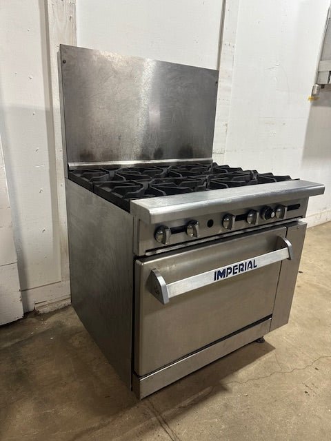 "IMPERIAL" NATURAL GAS HEAVY DUTY COMMERCIAL 6 BURNER STOVE WITH OVEN - Second Life - Equipment - collection_name