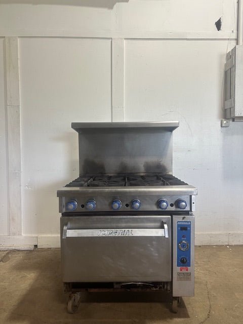 "IMPERIAL"COMMERCIAL N GAS 12" x 12" 6 BURNERS STOVE/RANGE WITH OVEN ON CASTERS - Second Life - Equipment - collection_name