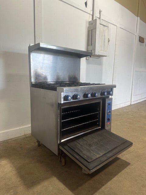 "IMPERIAL"COMMERCIAL N GAS 12" x 12" 6 BURNERS STOVE/RANGE WITH OVEN ON CASTERS - Second Life - Equipment - collection_name