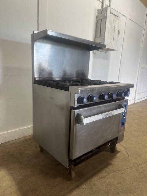 "IMPERIAL"COMMERCIAL N GAS 12" x 12" 6 BURNERS STOVE/RANGE WITH OVEN ON CASTERS - Second Life - Equipment - collection_name