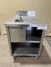 INTERNATIONAL DAIRY QUEEN INC. STAINLESS STEEL SERVICING TABLE STATION AND WASH SINK BOWL WITH FAUCET, BACK SPLASH AND UNDER STORAGE COMPARTMENT - Bargains R Ours - #collection_name#