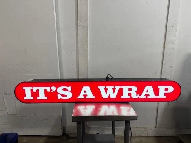 " IT'S A WRAP" LED OUTDOOR SIGN FOR COLLECTION 60"W x 8"H x 5.25"D, 120V PLUG - Second Life - Equipment - collection_name