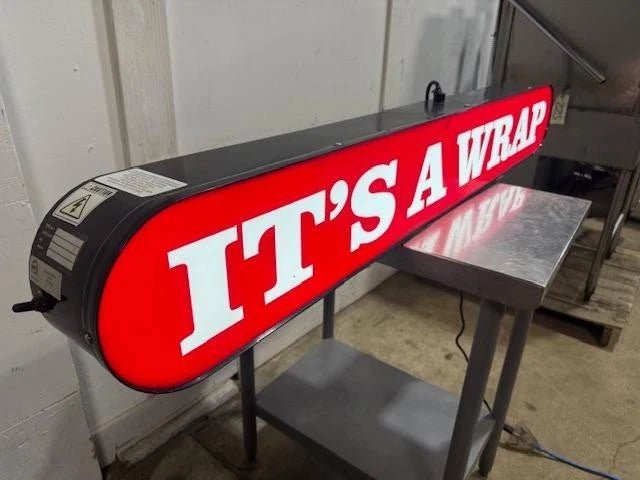 " IT'S A WRAP" LED OUTDOOR SIGN FOR COLLECTION 60"W x 8"H x 5.25"D, 120V PLUG - Second Life - Equipment - collection_name