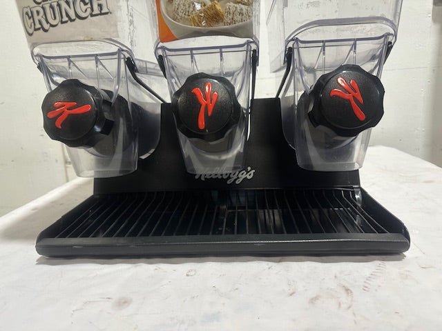 "KELLOG'S" COUNTER TOP TRIPLE CEREAL DISPENSER 17 1/4"H x 18 1/4"W x 13 1/4"D - Second Life - Equipment - collection_name