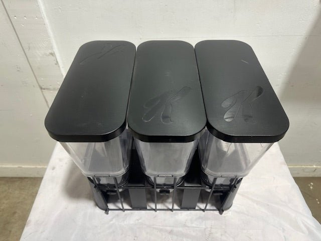 "KELLOG'S" COUNTER TOP TRIPLE CEREAL DISPENSER 17 1/4"H x 18 1/4"W x 13 1/4"D - Second Life - Equipment - collection_name