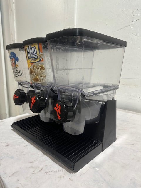 "KELLOG'S" COUNTER TOP TRIPLE CEREAL DISPENSER 17 1/4"H x 18 1/4"W x 13 1/4"D - Second Life - Equipment - collection_name