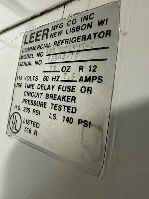 "LEER 401UC33MG - F" 115V COMMERCIAL GLASS DOOR REFRIGERATOR /ICE MERCHANDISER - Second Life - Equipment - collection_name