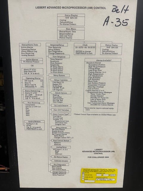 "LIEBERT CHALLENGER 3000" INDUSTRIAL WATER CHILLED AIR CONDITIONING UNIT, 460V - Second Life - Equipment - collection_name