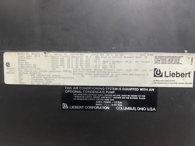 "LIEBERT CHALLENGER 3000" INDUSTRIAL WATER CHILLED AIR CONDITIONING UNIT, 460V - Second Life - Equipment - collection_name