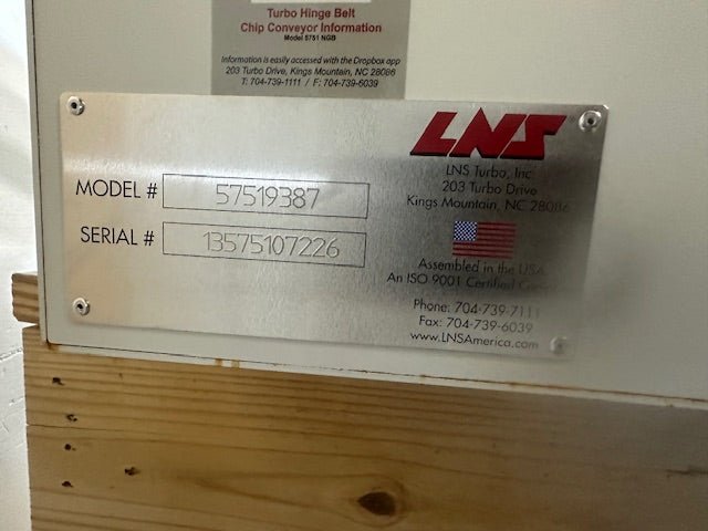 "LNS MODEL 57519387"H.D COMMERCIAL TURBO HB CHIP CONVEYOR, 23"W CONVEYOR - Second Life - Equipment - collection_name