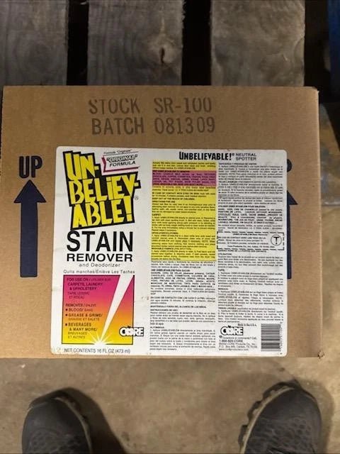 LOT OF 12 CORE UNBELIEVABLE! Stain Remover,Deodorizer;12 X 16 Fl Oz (Pack of 12 BOTTLES) - Second Life - Equipment - collection_name
