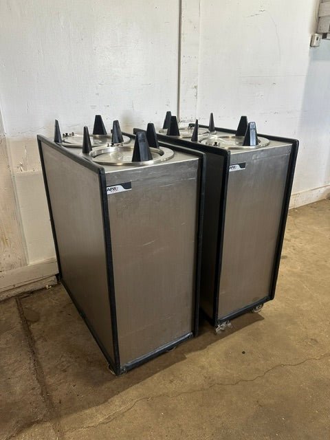 LOT OF 2* APW WYOTT" HEATED 10" D DUAL PLATE WARMER HOLDER CART ON CASTER - Second Life-Equipment-collection_name