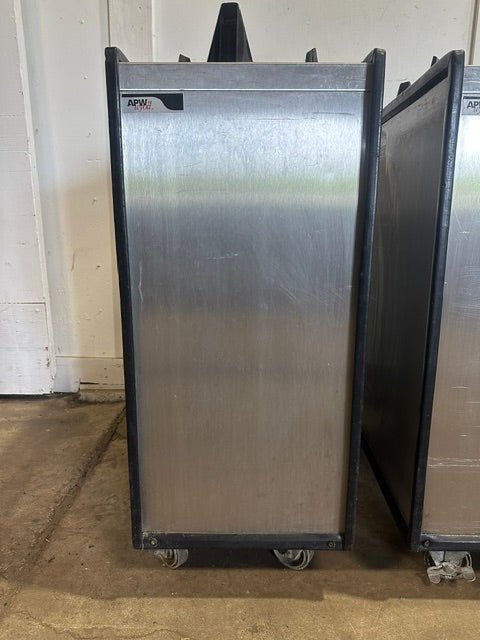 LOT OF 2* APW WYOTT" HEATED 10" D DUAL PLATE WARMER HOLDER CART ON CASTER - Second Life-Equipment-collection_name