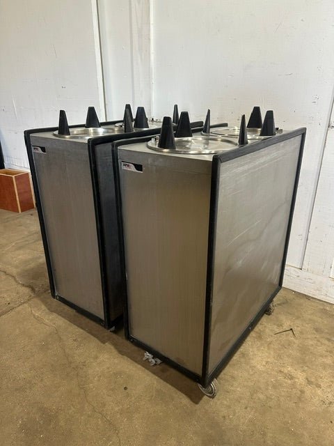LOT OF 2* APW WYOTT" HEATED 10" D DUAL PLATE WARMER HOLDER CART ON CASTER - Second Life-Equipment-collection_name