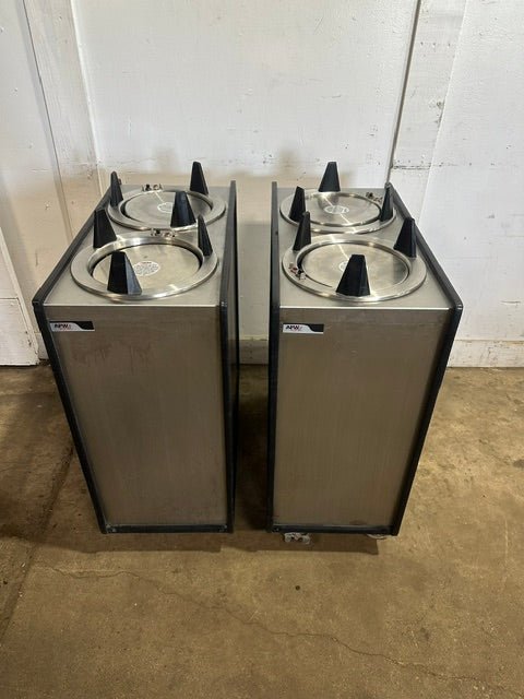 LOT OF 2* APW WYOTT" HEATED 10" D DUAL PLATE WARMER HOLDER CART ON CASTER - Second Life-Equipment-collection_name