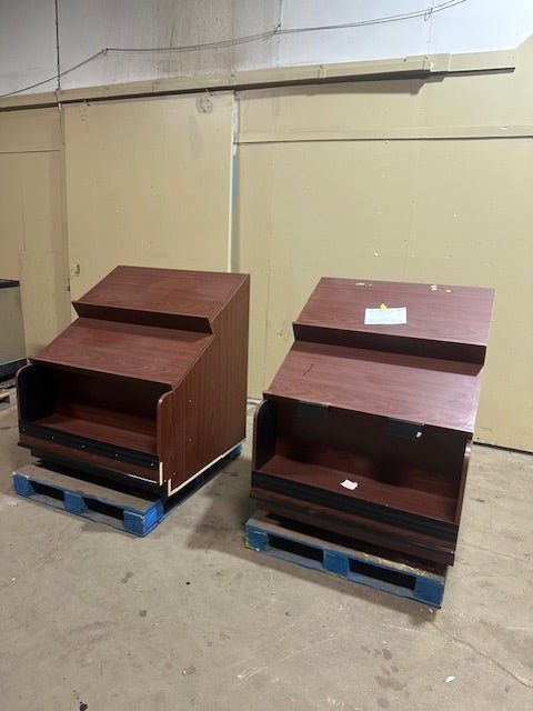 LOT OF 2 CUSTOM BUILT WOODEN 3 SHELF RETAIL/BAKERY MERCHANDISERS - Second Life - Equipment - collection_name