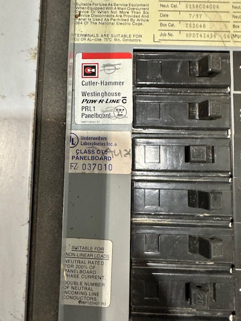 LOT OF 2 CUTLER HAMMER WESTINGHOUSE POW - R - LINE C PRL1 PANELBOARD - Second Life - Equipment - collection_name